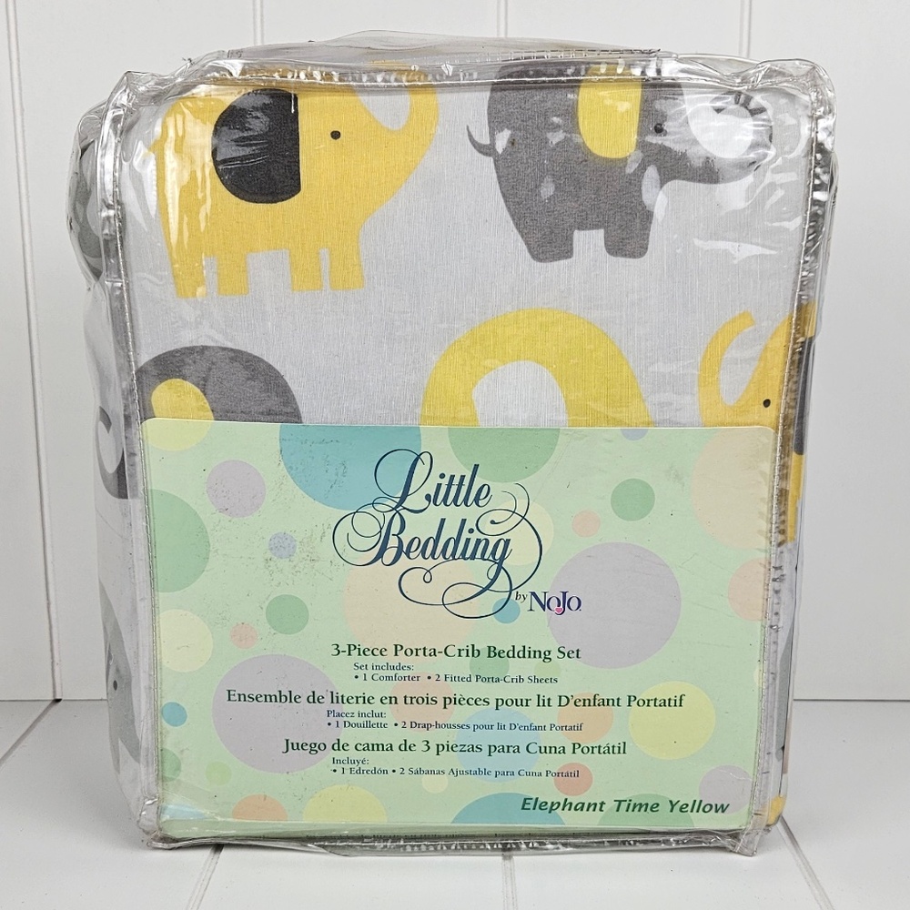 Little Bedding by NoJo Elephant Time 3-Piece Portable Crib Bedding Set